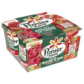 YOPLAIT, PERLE DE LAIT Yaourt framboise fraise aux morceaux de fruits 4x125g