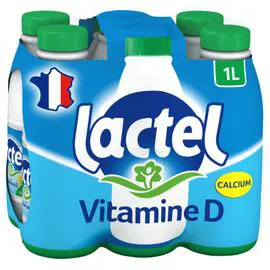 LACTEL Lait Ecrémé UHT Vitamine D 6x1l