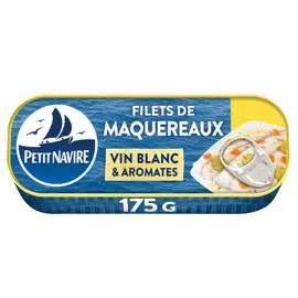 PETIT NAVIRE Filet de maquereaux vin blanc aromates 175g