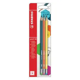 STABILO 3 Crayons Graphites avec Bout Gomme x3