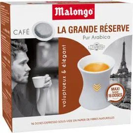 MALONGO Café dosettes Compatibles pur arabica 16x6,5g