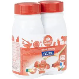 CARREFOUR CLASSIC' Crème entière fluide 30% MG 2x25cl