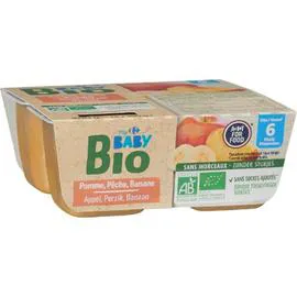 CARREFOUR BABY Desserts bébé bio aux fruits dès 6 mois 4x100g