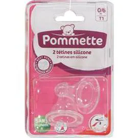 POMMETTE Tétines silicone bout rond Taille 1 x2