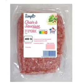 CARREFOUR SIMPL Chair à saucisse pur porc Simply 400g