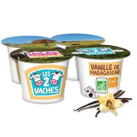 LES 2 VACHES Yaourt vanille de Madagascar Bio 4x115g