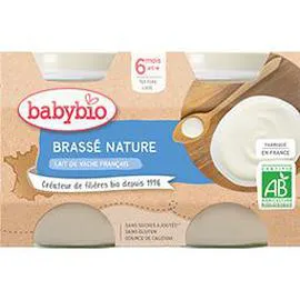 BABYBIO Dessert brassé nature BIO, à partir de 6 mois 2x130g