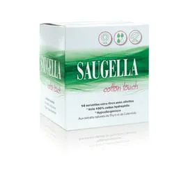 SAUGELLA Serviette hygiénique extra fines cotton touch x14