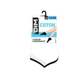 DIM Mini Socquettes Coton Blanc/Noir x2 T39/42 l'unité