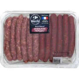 CARREFOUR LE MARCHÉ Assortiment de saucisses chipolatas merguez 660g