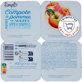CARREFOUR Compote de pommes 4x100g