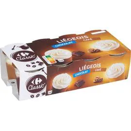 CARREFOUR CLASSIC' Liégeois chocolat et café 8x100g