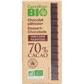 CARREFOUR BIO Chocolat noir Bio pâtissier 70% cacao corsé 200g