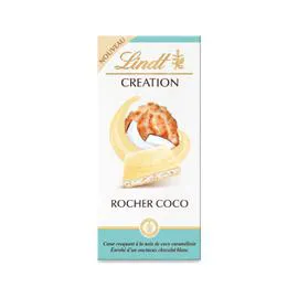 LINDT, EXCELLENCE Tablette de chocolat création blanc rocher coco 145g