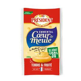 PRÉSIDENT Emmental Tendre Et Fruité Réduit en Sel -30% 200g