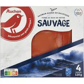 AUCHAN Saumon sauvage rouge du Pacifique fumé MSC 120g
