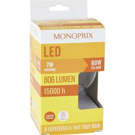 MONOPRIX Led Classique 60W E27 Lumière Chaude l'unité