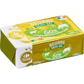 CARREFOUR CLASSIC' Beurre demi-sel 60% MG 250g