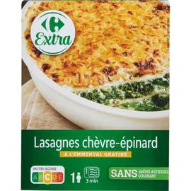 CARREFOUR EXTRA Plat cuisiné lasagnes chèvres épinards 350g