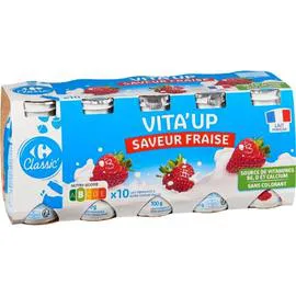CARREFOUR CLASSIC' Yaourt à boire saveur fraise 10x100g