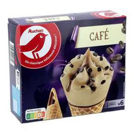 AUCHAN Cône glacé vanille café 396g