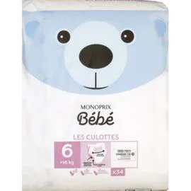 MONOPRIX BÉBÉ Les Culottes taille 6 : +16 kg x34