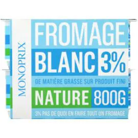 MONOPRIX Fromage blanc 3% nature 8x100g