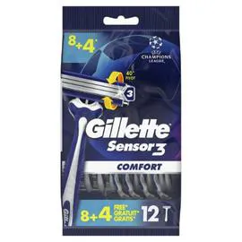 GILLETTE Rasoir Jetable Pour Homme Sensor3 Comfort x12