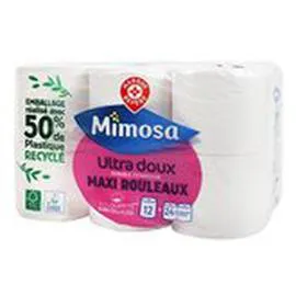 MARQUE REPÈRE, MIMOSA Papier toilette blanc Ultra doux maxi rouleau x12