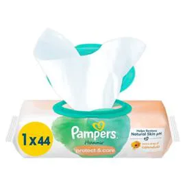 PAMPERS Lingettes Nettoyantes Bébé Harmonie Protect & Care x44
