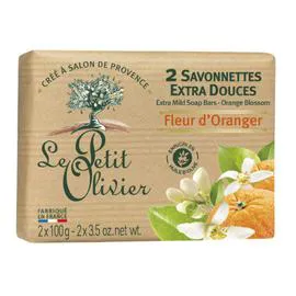 LE PETIT OLIVIER Savonnettes Extra douces Fleur d'Oranger 2x100g