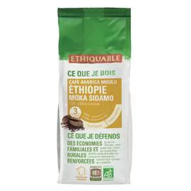 ÉTHIQUABLE Café moulu pur arabica moka Ethiopie Bio 250g