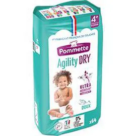 POMMETTE Couches Agility Dry, taille 4+ : 9-20 kg x64