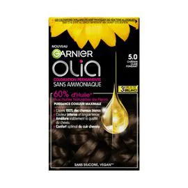 GARNIER, OLIA Coloration Cheveux Permanente Sans Amoniaque 5.0 Chatain Clair Fondant l'unité