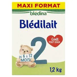 BLÉDINA, BLÉDILAIT Lait en poudre 2e âge Bébé 6 mois 1,2kg