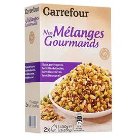 CARREFOUR Mélange céréales soja, petits pois, lentilles 2x200g
