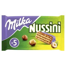 MILKA Barres chocolatées gaufrettes au lait et aux noisettes Nussini 5x31,5g