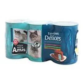 MARQUE REPÈRE, LYCAT Terrines pour chats Multi-viandes 3x400g