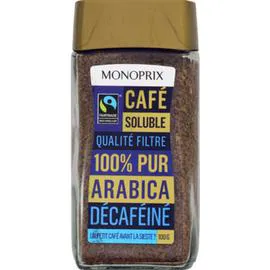 MONOPRIX Café soluble 100% pur arabica décaféiné 100g