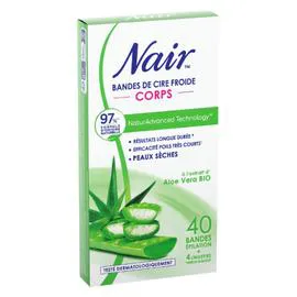 NAIR Bande De Cire Froide Corps À L'Extrait D'Aloe Vera Bio x40