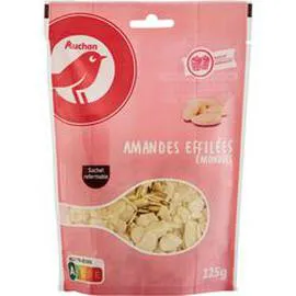 AUCHAN Amandes effilées et émondées sachet refermable 125g