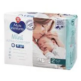 MARQUE REPÈRE, MOTS D'ENFANTS Couches bébé Mini - T2 : 3/6kg x35