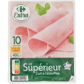 CARREFOUR EXTRA Jambon cuit à l'étouffée 400g