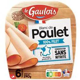LE GAULOIS Blanc de Poulet Sans nitrites x6 tranches 240g