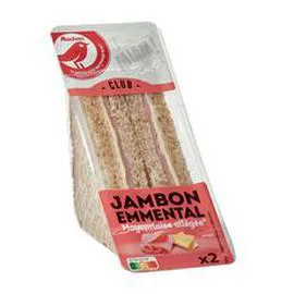 AUCHAN Club sandwich jambon emmental mayonnaise allégée 145g