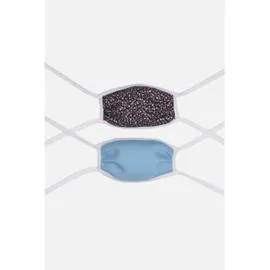 BERTHILLE Cat 1 Lot de 2 masques en tissu lavables adultes liberty ciel x2