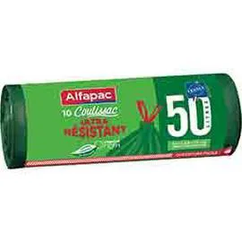 ALFAPAC Sacs poubelle 50l Coulissant végétal x10