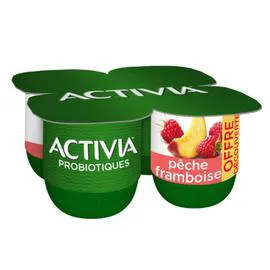 DANONE, ACTIVIA Yaourt aux fruits bifidus pêche framboise 4x125g