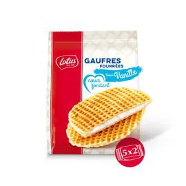 LOTUS BAKERIES Gaufres fourrées coeur fondant saveur vanille 5x2