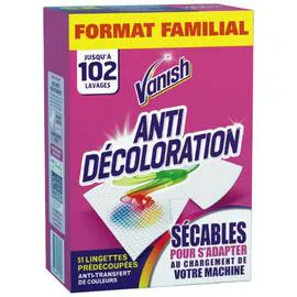 VANISH Lingettes anti-transfert de couleurs x51 x51 